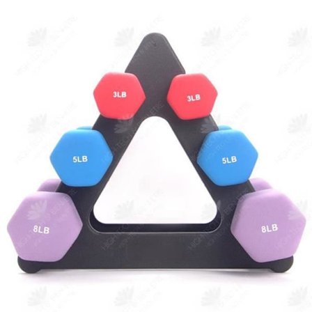 Stativ til håndvægte - HTBE - Rack med 3 niveauer - Kapacitet 30 kg - Farve Sort - Kompakt design