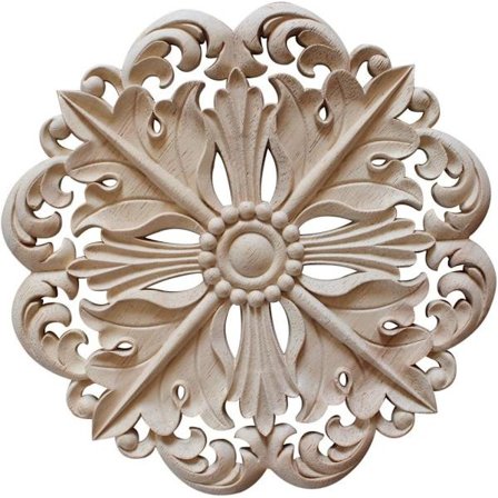 Utskjært tre rund utsmykket møbel; Naturlig treform blomstertrykt blomsterpanel dekorasjon # 3