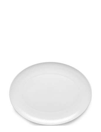 Lyngby Porcelæn | Rhombe Ovalt Serveringsfad 42X32 Hvid | 42X32CM