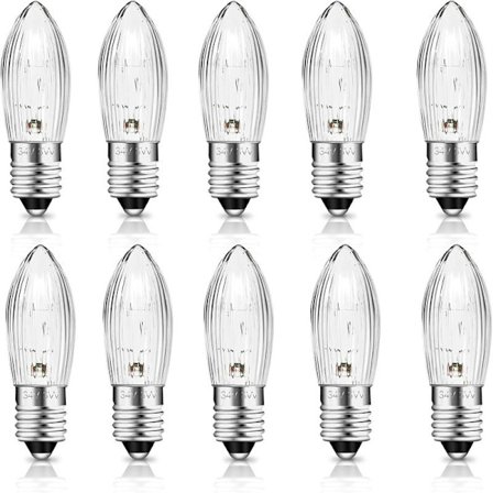 E10 34V 3W Kynttelikkölamppu 7 Polttopisteellä, Vaihtolamput, 30LM Lämmin Valkoinen 2700K, 10 kpl