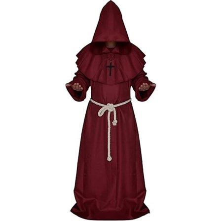 Middelalder Hætteklædt Munk Renæssance Præst Kåbe Cosplay Kostume Rød Størrelse L