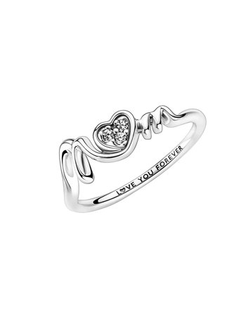 Pandora Mom Sterling Silver Ring With Clear Cubic Zirconia - Silver - 54