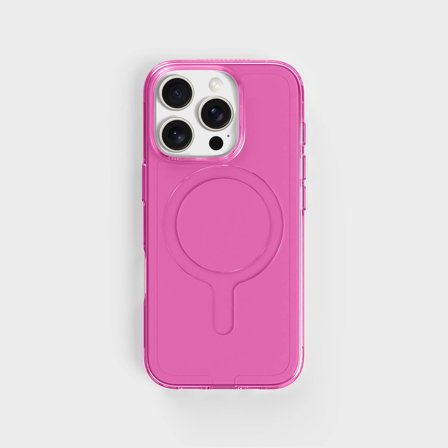 Candy Pink Clear Phone Case, Fully Circular Tinted Pink Case, iPhone 16 Pro