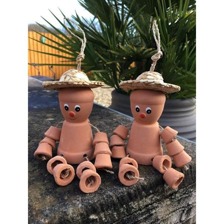 Sæt af 2 terracotta blomsterpotter, havedekorationer, rød keramik