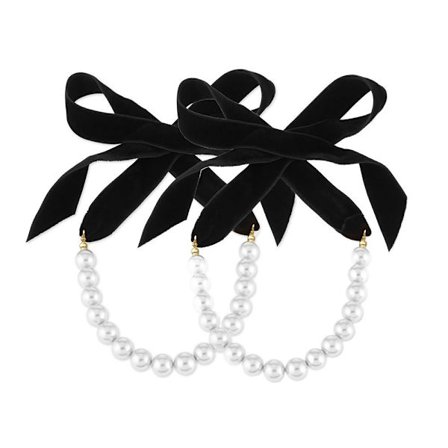 Vintage Pearl Choker Bowknot Neck Tie Chain Elegant krage