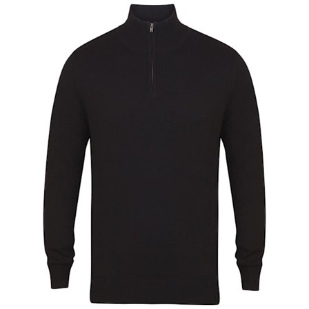 Henbury Herr Zip Neck Sweatshirt XXL Svart