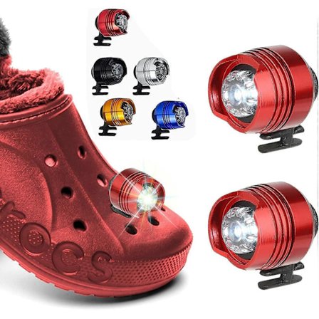 2 stk. LED Croc (Farge: Rød) Skolys, Frontlykter for Croc, Små lys, 2 stk. Morsomme Croc Frontlykter for Sko, Små LED-lys for Voksne Barn Crocs Glo
