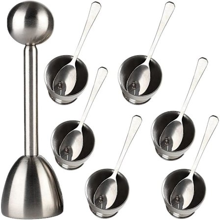 Eggkopper for myke kokte egg, eggtoppssett i rustfritt stål, skallfjerner, separator, kutter for Ki