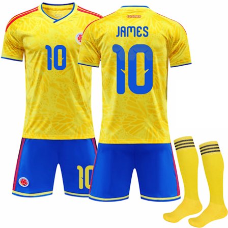 25-26 VM Colombia Hjemme NO.10 JAMES Sæt Børn Voksen Fodboldudstyr Med Strømper