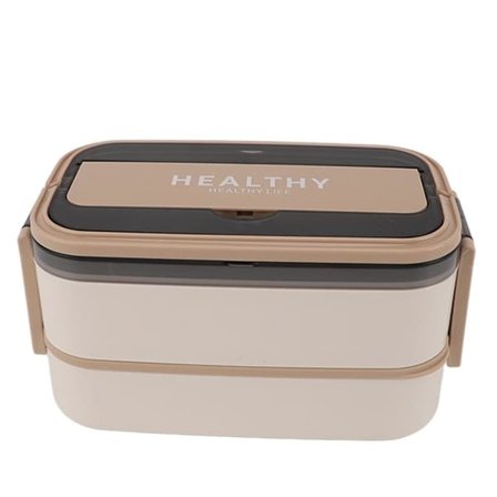 Dobbeltlags Bentoboks 316 Rustfritt Stål Bærbar Matboks med Bestikk for Arbeid Skole Kontor 1400ml Krem Aprikos