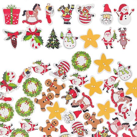 100 stk. julepynt farvede træknapper to huller knapper til syning scrapbog håndværk (FMY)