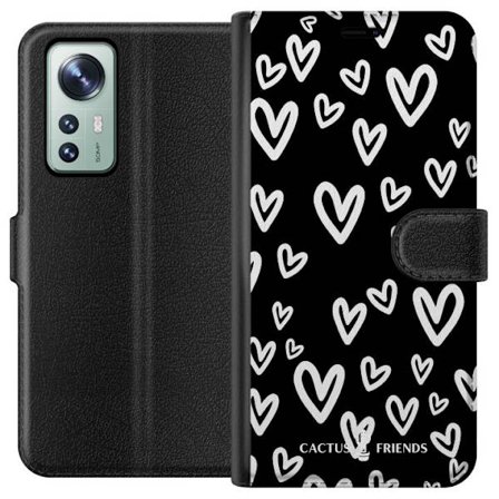 Kompatibel Tegnebogsetui til Xiaomi Xiaomi 12 Cactus and Friends - Handdrawn Love Chaos