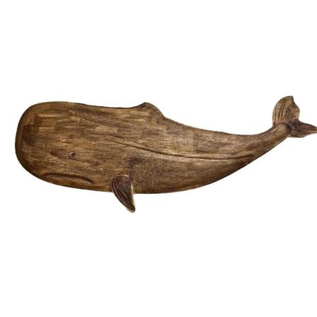 Trä Havsfisk Dekor Staty Val Figur Skulptur Prydnad Rustik Dekoration Vägg Hängande Dekor([HK])