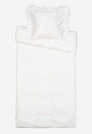 Cellbes of Sweden - Sengesæt i satin med volanter Økologisk bomuld i hvid i størrelse