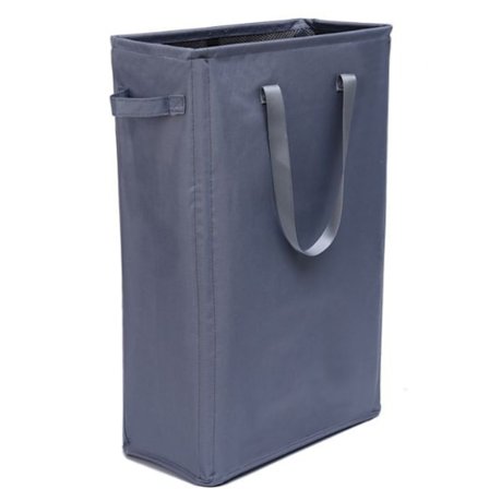 Tynn sammenleggbar klesvaskurv, smal skittentøyskurv, smal klespose, sammenleggbar skittentøyskurv, grå