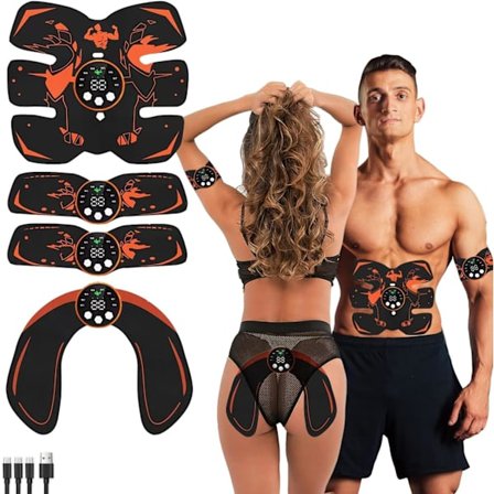 EMS Ab Stimulator, Professionell Muskelstimulator med 8 Lägen & 29 Nivåer - Helkroppsträningsbälte för Mage, Armar, Ben & Höfter - Hemmagym