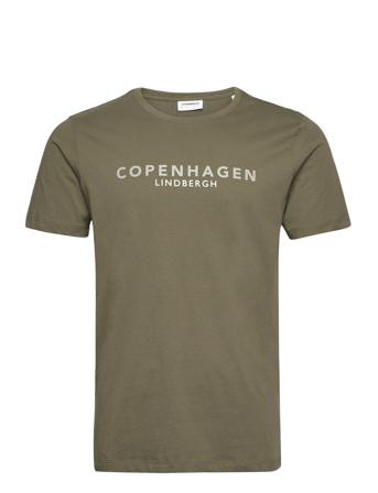 Copenhagen Print Tee S/S T-shirts Short-sleeved Kakigrønn Lindbergh*Betinget Tilbud