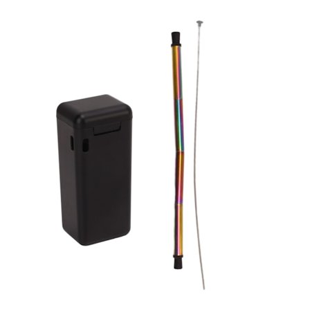 Sammenleggbart sugerør, sammenleggbart, gjenbrukbart, bærbart, rustfritt stål, metall, fargerikt for utendørs drikking