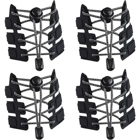 4 par elastiske selvlåsende skolisser (sorte), skolisser til sneakers og sportssko 120cm hurtige skolisser børn voksne ældre handicappede deaktiverede