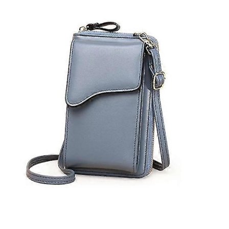 Dame Mobilpung, Lille Crossbody Taske PU Læder Med Kortlommer Flere Lynlåslukninger 1 Styk Blå