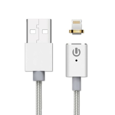 MFi Apple Certifierad Magnetic iPhone & iPad Lightning Till USB Kabel - Silver
