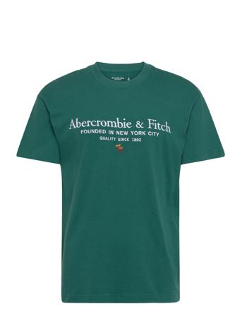 Anf Mens Graphics T-shirts Short-sleeved Grønn Abercrombie & Fitch*Betinget Tilbud