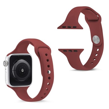 Apple Watch Series 5 44mm narrow silikon klockarmband - vinröd