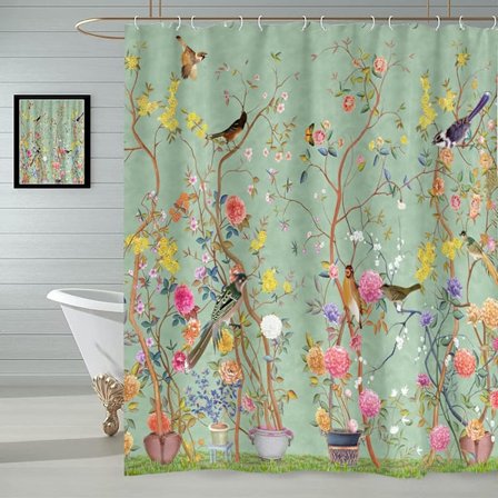 Duschdraperi, fjärilfågelblomma vattentäta badrumsdraperier