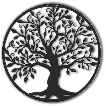 Väggdekoration i metall, livets träd, 28 x 28 cm