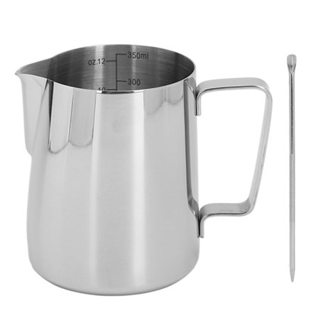 Maidonvaahdotuskannu Latte Art -kynällä Hopea 304 Ruostumaton teräs Kahvin höyrytys Kermakuppi 350ML