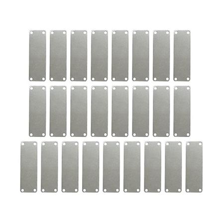 25 pakke rustfritt stål gravering tomme tagger rektangel stempling emner med 4 hull 1 tommer x 3 tommer