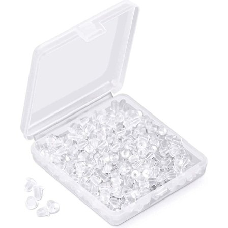 Bead Boutique 100 st (50 par) Genomskinliga Mjuka Gummifjärilsörhängen Bakre Stopper Earnuts 4x4mm