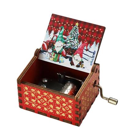 Musikdåse Nyt produkt Trægave til en ven Glædelig jul Retro spilledåse i træ nytårsgave Thanksgiving gave (mytisk)