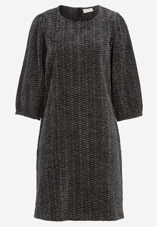Freequent - Jacquardvevd kjole med lommer i svart / mønstret for damer i størrelse XXL (46) - Cellbes