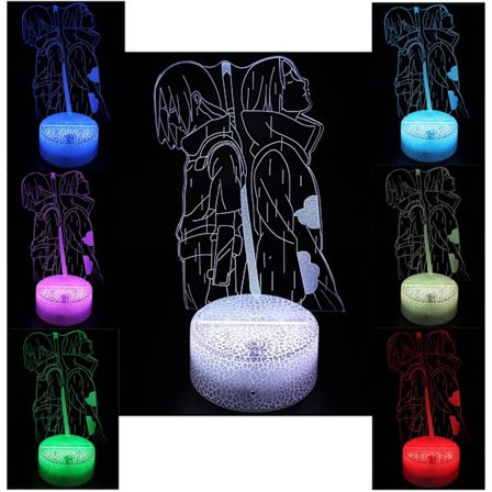 3D Anime Natlampe - LED Illusionslampe og 16 Farveskift