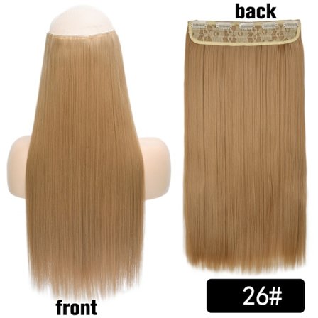 Långt rakt 5 Clip In Hårförlängningar Syntetisk Fiber Fake Hair 22 Inch Hairpiece Röd Svart Blond Naturlig Frisyr För Kvinnor