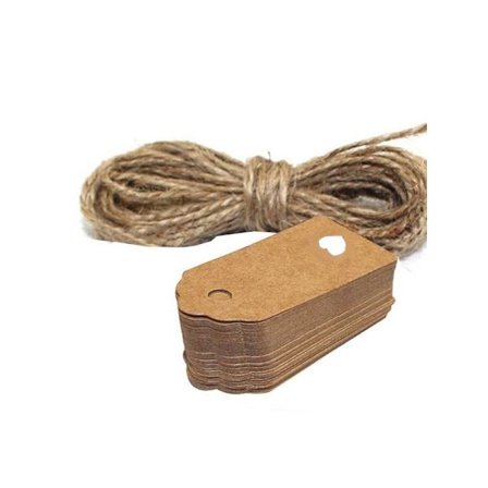 Kartonetiketter med snor, 50-pak Beige Beige