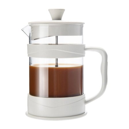 Fransk press kaffemaskin 12 Oz, hvit kaffepresser kaffemaskiner med borosilikatglass kald og varm brygget kaffe