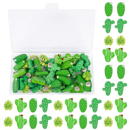 30 stk. træ trykknapper kaktus palmeblad tommelfinger knappenåle dekorative søde trykknapper med æske til korktavler fotos vægkort korktavleindretning