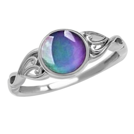 Damring med rund, falsk sten, ihålig, temperaturkänslig färgskiftande stämningsring, smycke