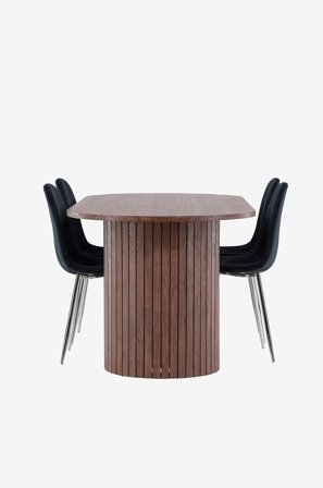 Venture Home - Härön Matbord med Evert Matstol - Svart - Matgrupp 4 personer - Från Homeroom