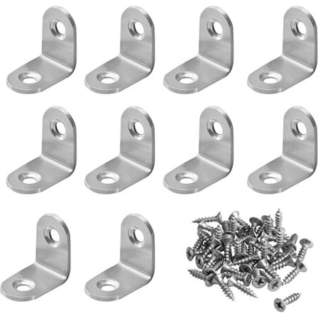 Små beslag, 10 stk. rustfrit stål vinkelbeslag, 25x25mm små hyldebeslag vinkeljern, sikkerhedshjørnebeslag, vægbeslag