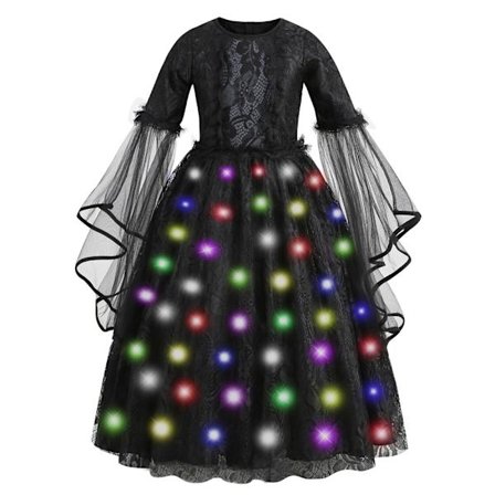 Maleficent Jenteluksus Svart Hexe-kjole Barn Halloween Karneval Cosplay Kostyme Mørkt Tema Rollespill Kostyme Kjole med Petticoat-WELLNGS