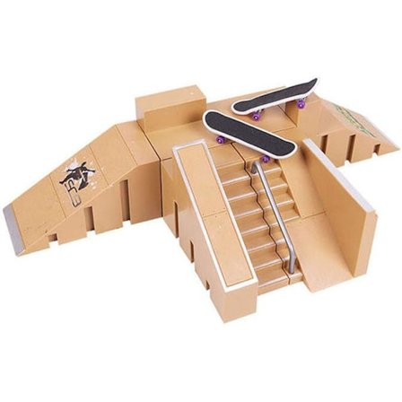 STASHABLES Finger Skateboard Ramp Set Finger Skatepark Kit Skate Park Kit Inklusive Skateboards, Ramper, Scooters