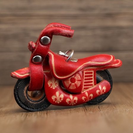 Håndlavet premium læder kreativ vintage motorcykel nøglering, taske charm, rygsæktilbehør, perfekt gave til mænd en [DB]