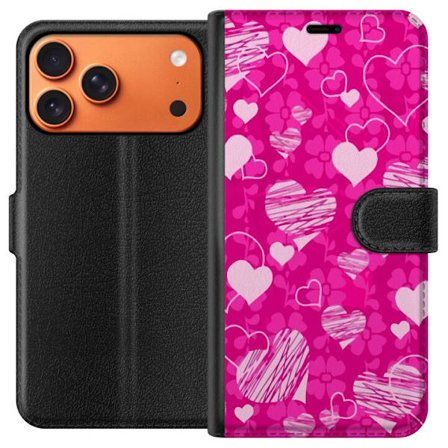 Kompatibel Tegnebogsetui til Apple Apple iPhone 17 Pro Max PopHjerteMønster