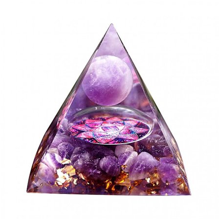 Amethyst Orgon Pyramide Lilla Meditation Krystaller Helbredende Sten
