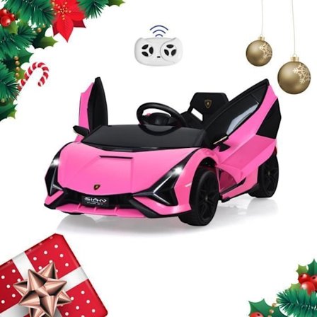 Lamborghini SIAN elbil 12V/4,5 Ah til børn 3-8 år, 2,4G fjernbetjening, 2 motorer, MP3, USB, TF, Radio, Pink Story