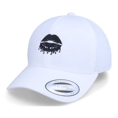 Iconic - White - adjustable - Cap - Dripping Lips Curved White Adjustable - Hatstore