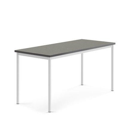 Desk SONITUS, 1600x700x760 mm, dark grey linoleum, white